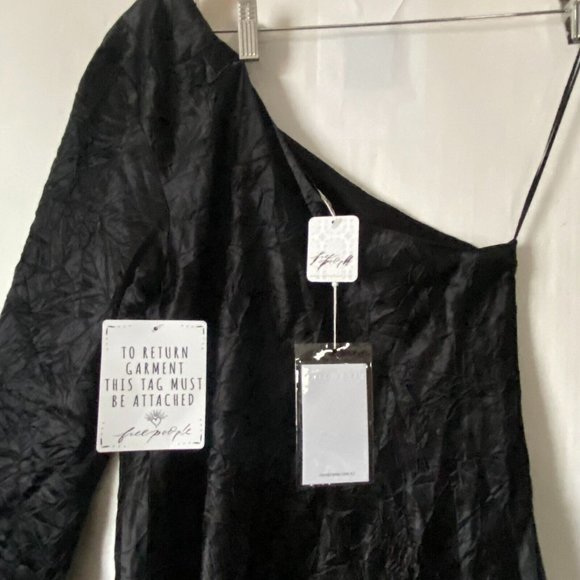 Free People Third Form Running Water One Shoulder Mini Dress Black M US10 NWT - Picture 8 of 10